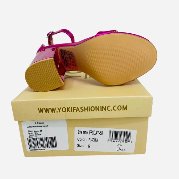 Ankle Strap Metallic Hot Pink Dress Block Heel Sandals Size 6 NEW NWT - Picture 7 of 9